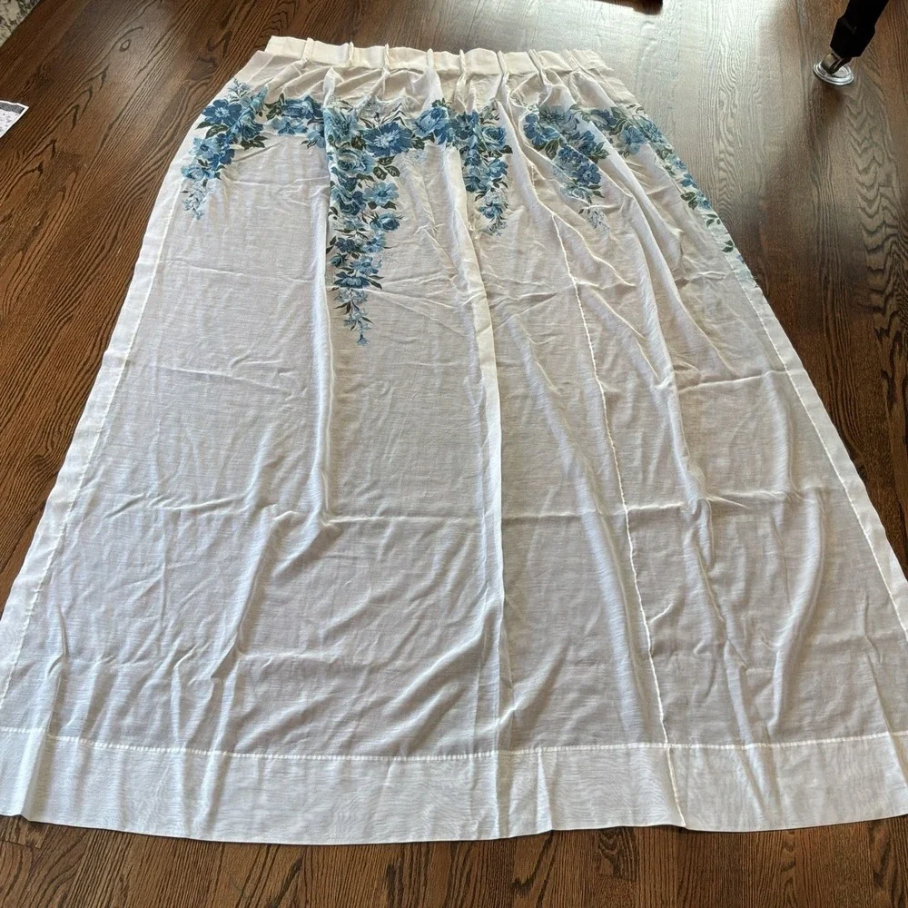 Set of 4‎ VTG 70s Blue Boho Floral Curtain Panels 82